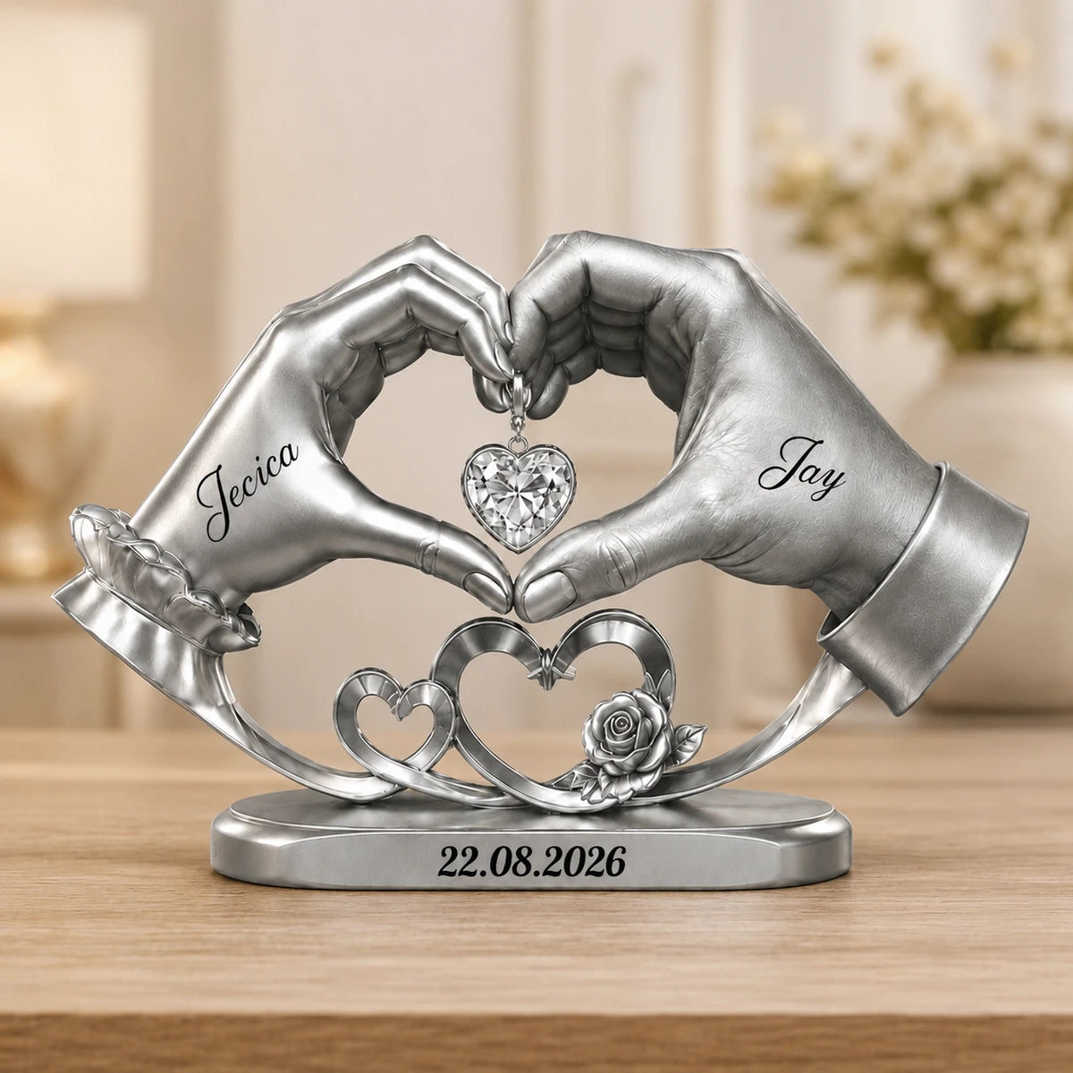 Anniversary Wedding Gifts For Couples - 3D Inflated Effect Printed, Personalized Custom Shaped Acrylic Plaque