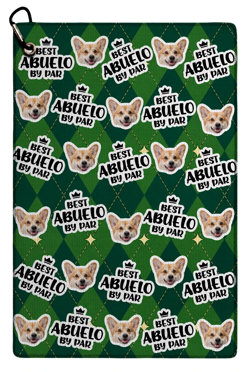 Custom Photo Best Dad By Par Funny Kid Vintage - Personalized Golf Towel
