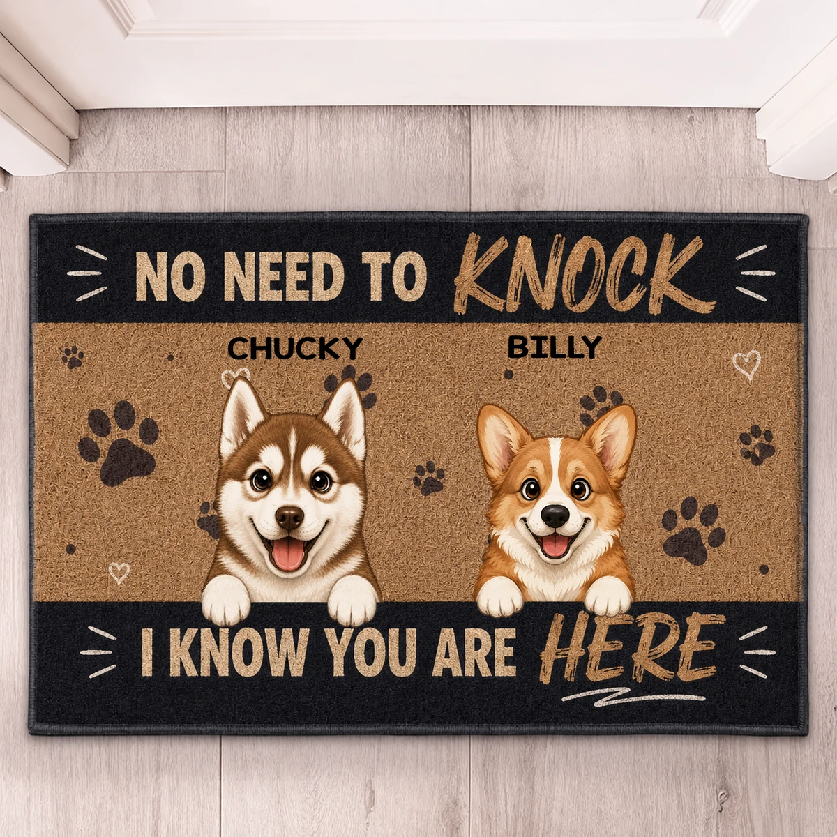 No Need To Knock We Know You Are Here - Dog New Version - Personalized Doormat