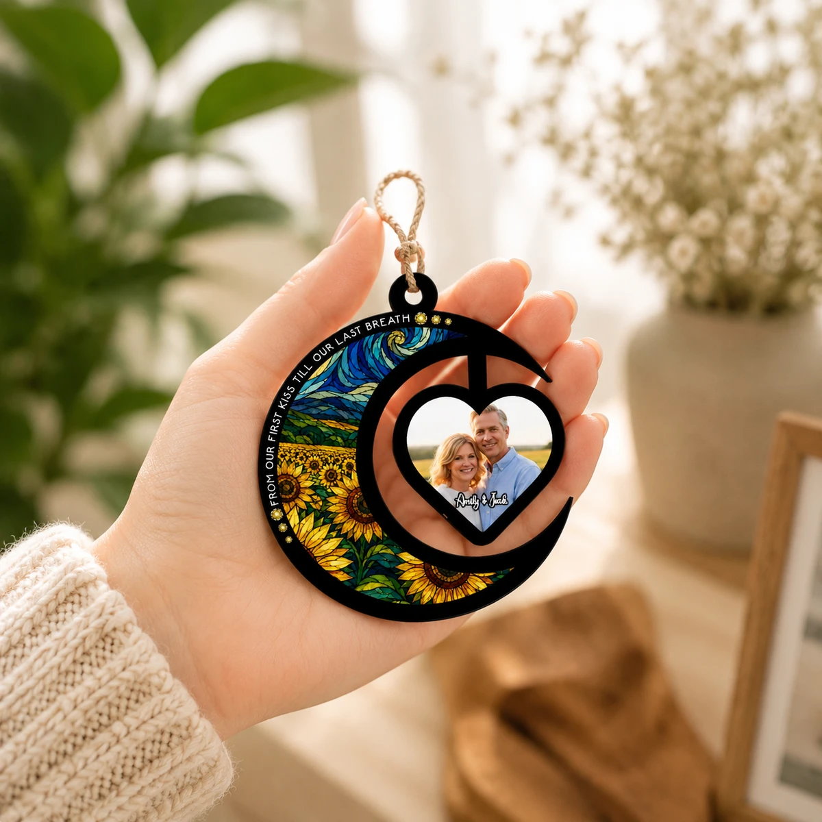 From Our First Kiss Till Our Last Breath - Personalized Photo Suncatcher Ornament