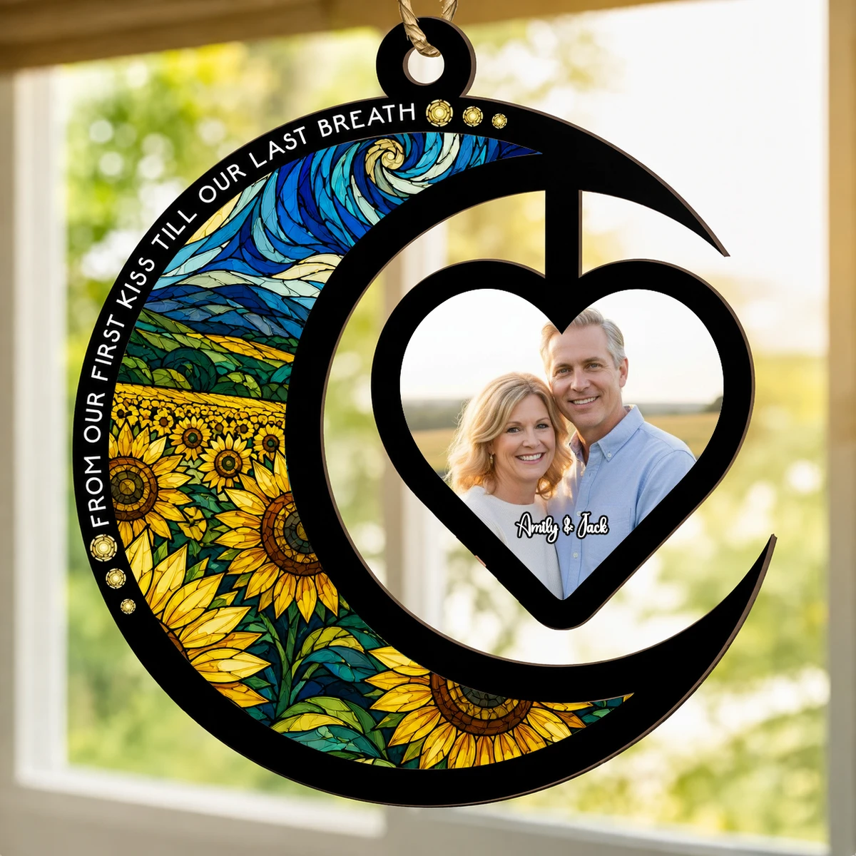From Our First Kiss Till Our Last Breath - Personalized Photo Suncatcher Ornament