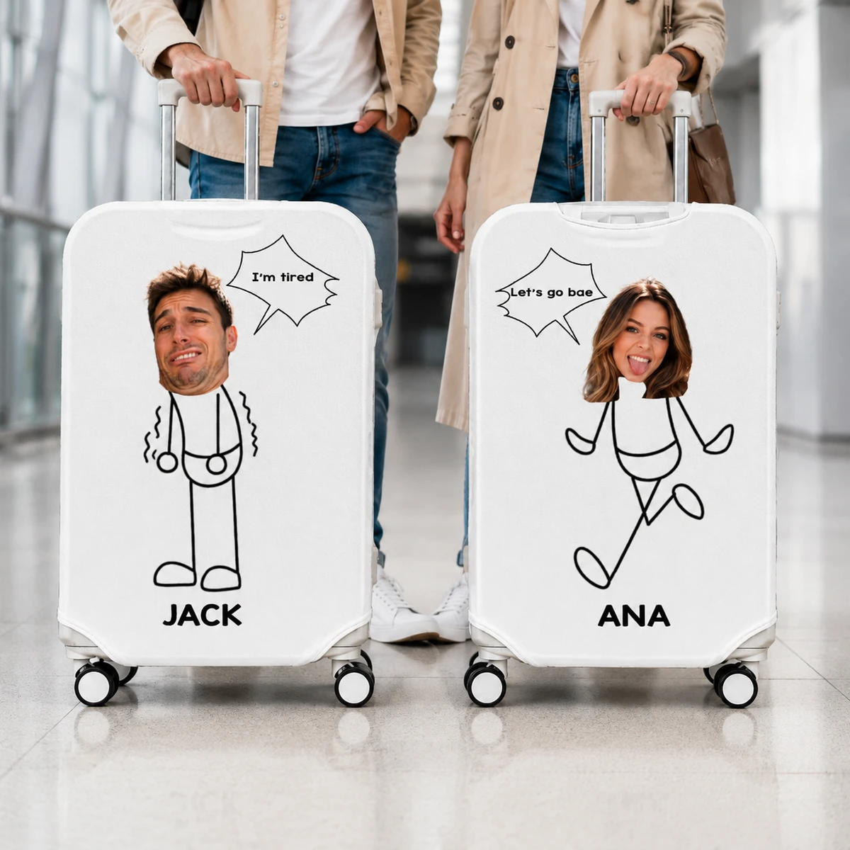 Custom Funny Photo For Friends Family Vacation Traveling - Personalized Photo Luggage Cover