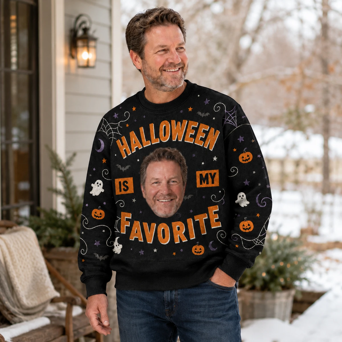 Halloween Is My Favorite Sweatshirt - Personalized Custom Face Halloween Sweatshirt