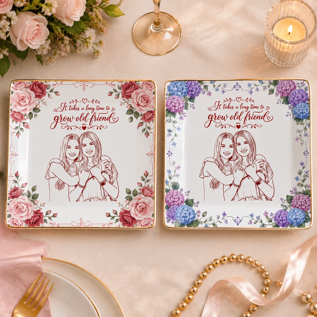 Custom Photo Ring Dish Gift For Friends, Soul Sisters - Personalized Photo Jewelry Dish