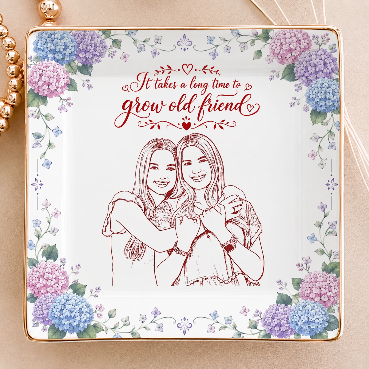 Custom Photo Ring Dish Gift For Friends, Soul Sisters - Personalized Photo Jewelry Dish
