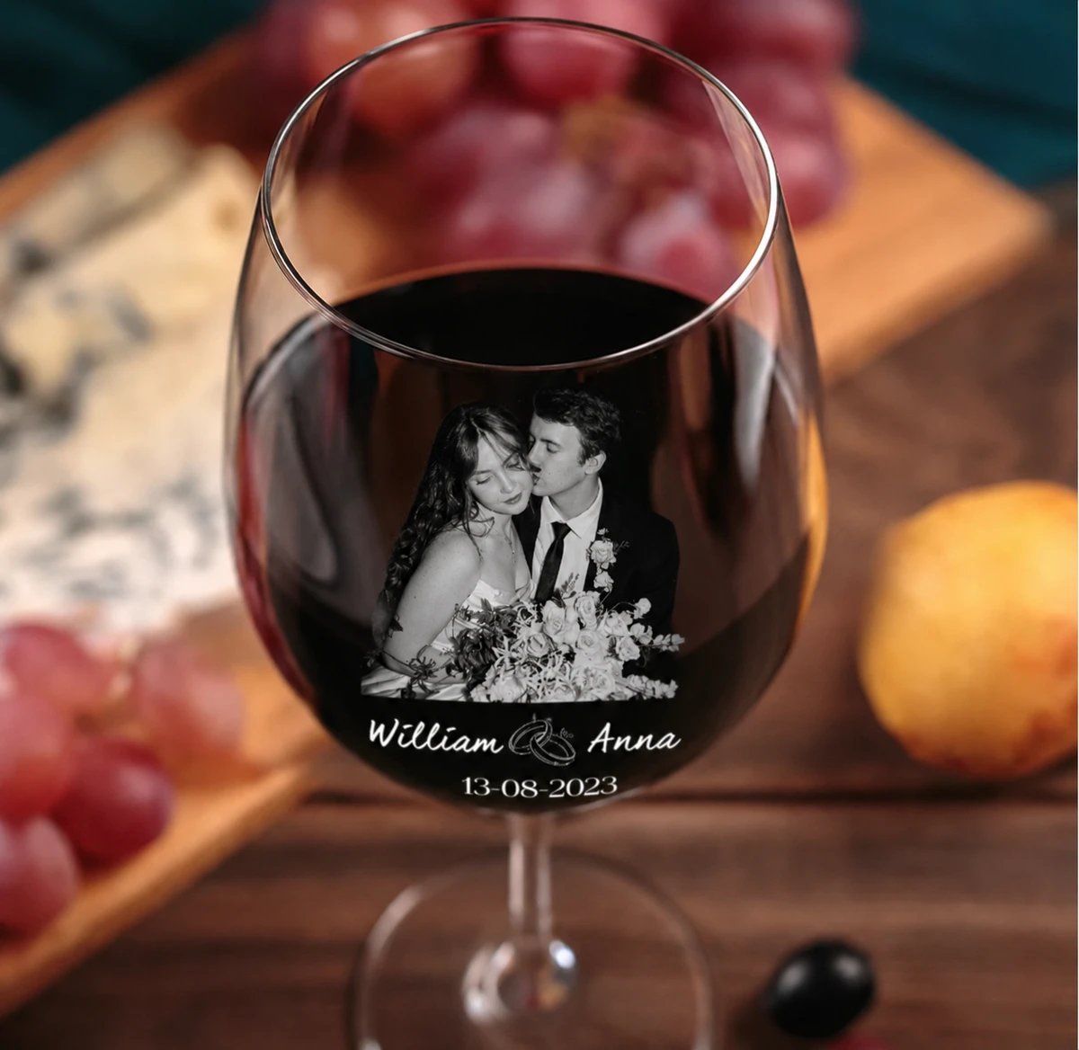 Custom Photo Couples Anniversary - Personalized Wine Glass