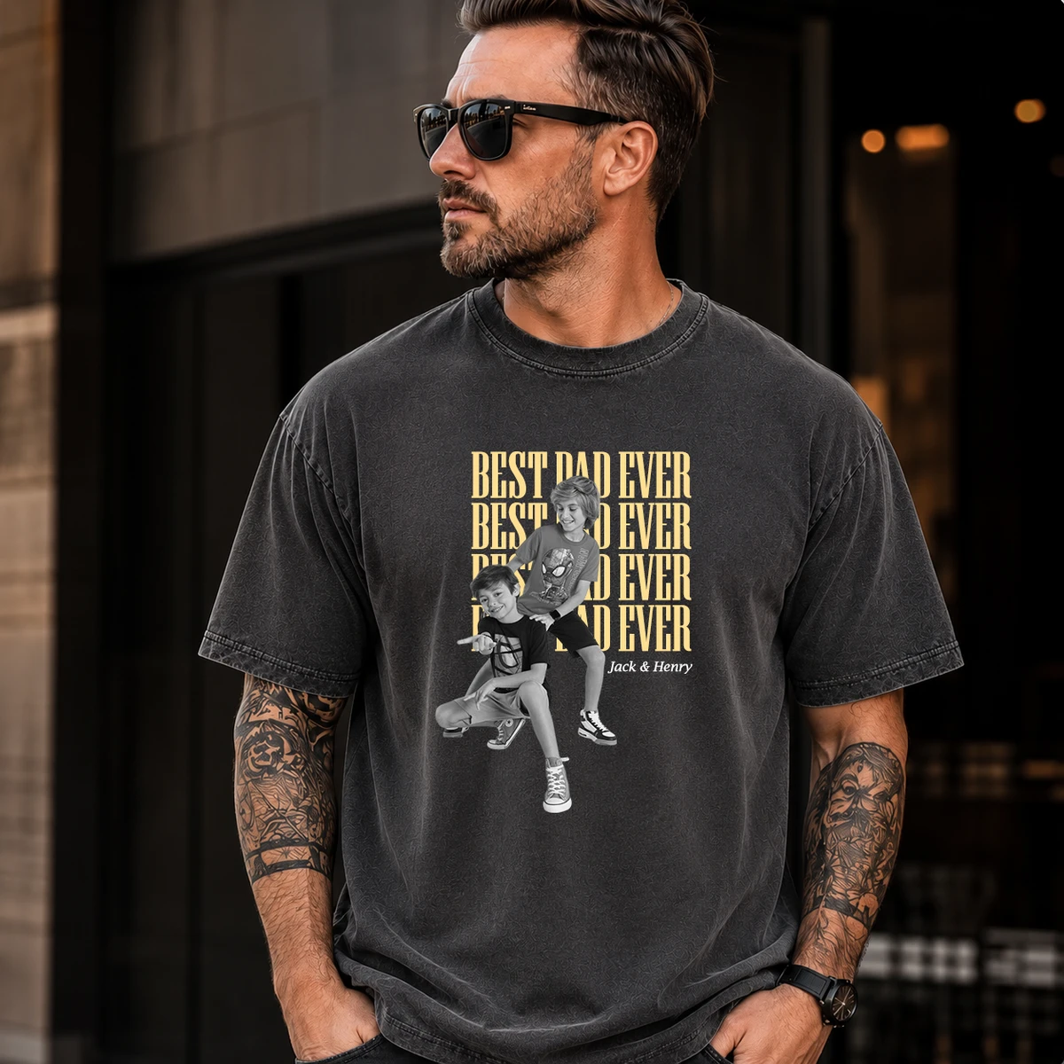Custom Dad Vintage Photo Shirt: Personalized Fathers Day Shirt With Kids Photo, Funny Dad Shirt, Best Dad Ever Shirt, New Dad Gift