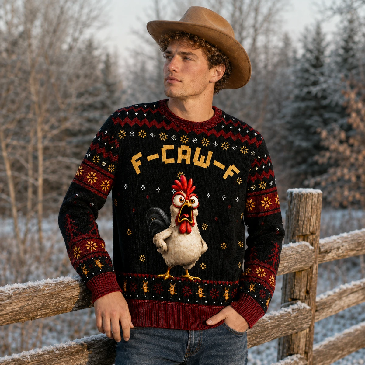 Custom Chicken Character Ugly Christmas Sweater
