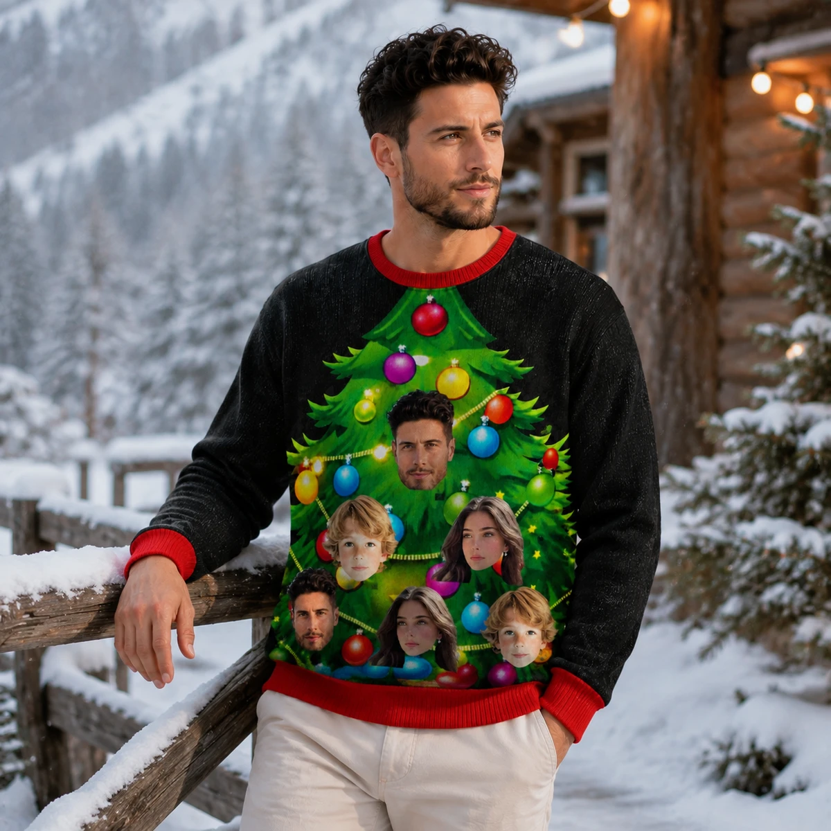 Custom Face Walking Christmas Tree - Custom Face Family Christmas Sweater