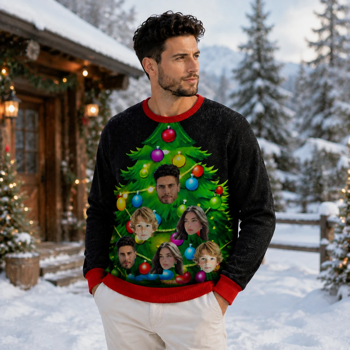 Custom Face Walking Christmas Tree - Custom Face Family Christmas Sweater