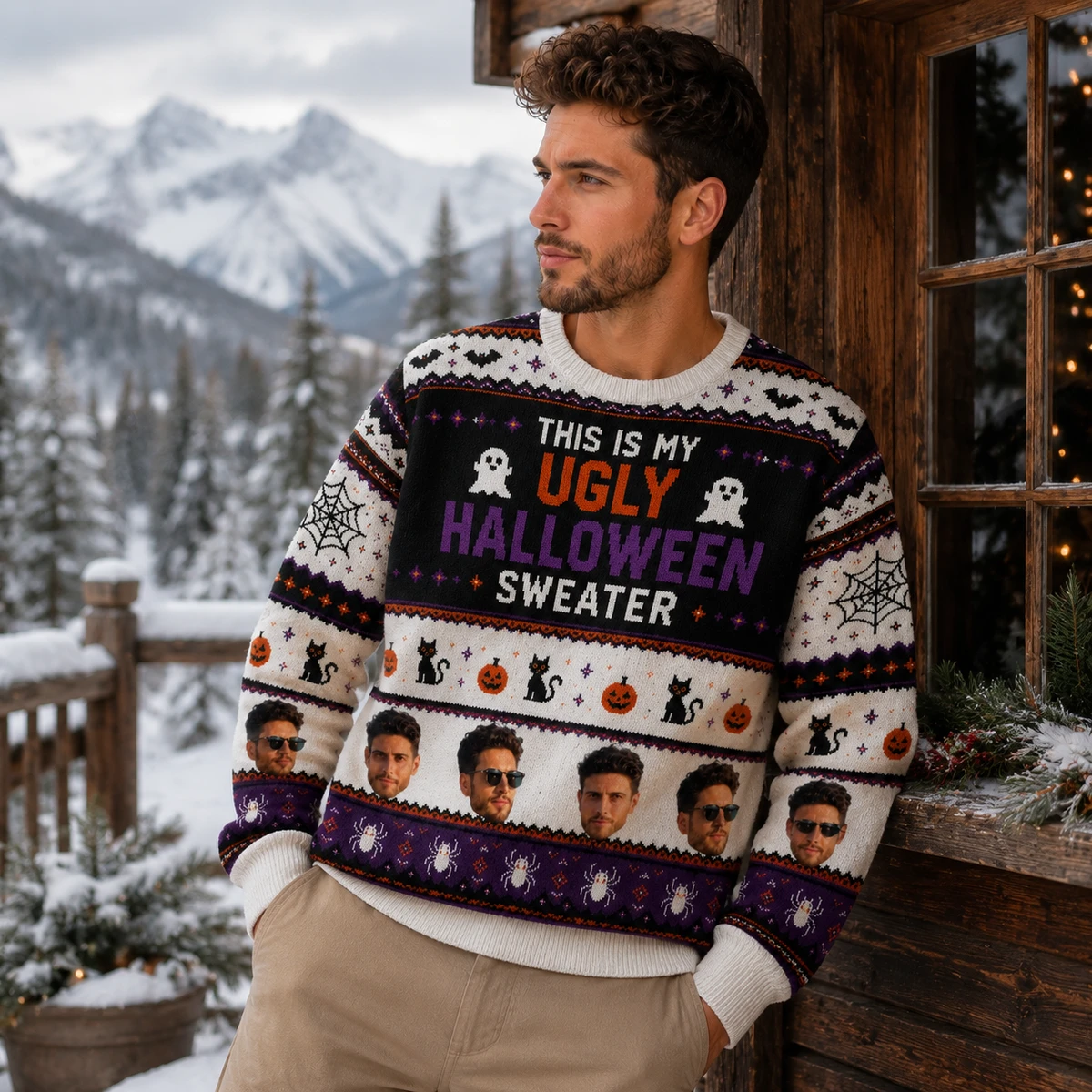 This Is My Ugly Halloween Sweater - Custom Face Halloween Sweater