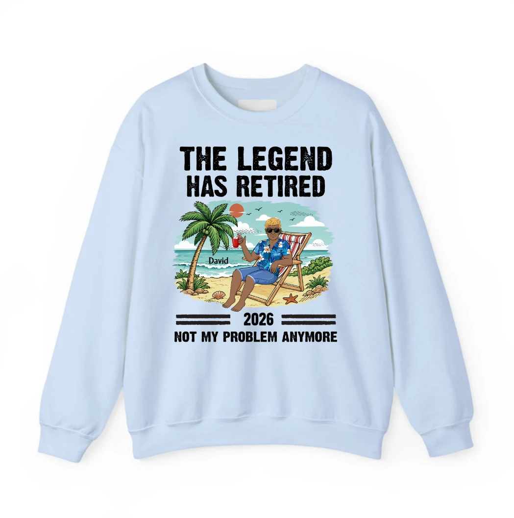 The Legend Has Retired Vintage - Retirement Gift For Beach Lovers, Dad, Mom, Grandpa, Grandma - Family Personalized Unisex T-shirt, Sweatshirt