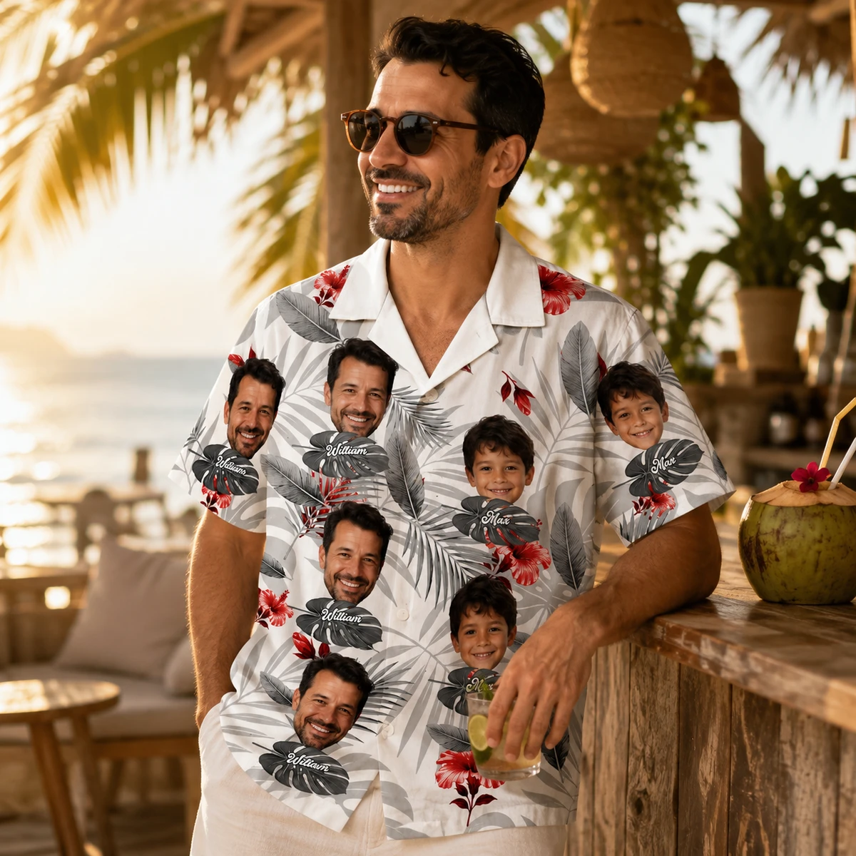 Personalized Father's Day Gift For Dog Dad, Upload Photo Dog And Face Hawaiian Shirt