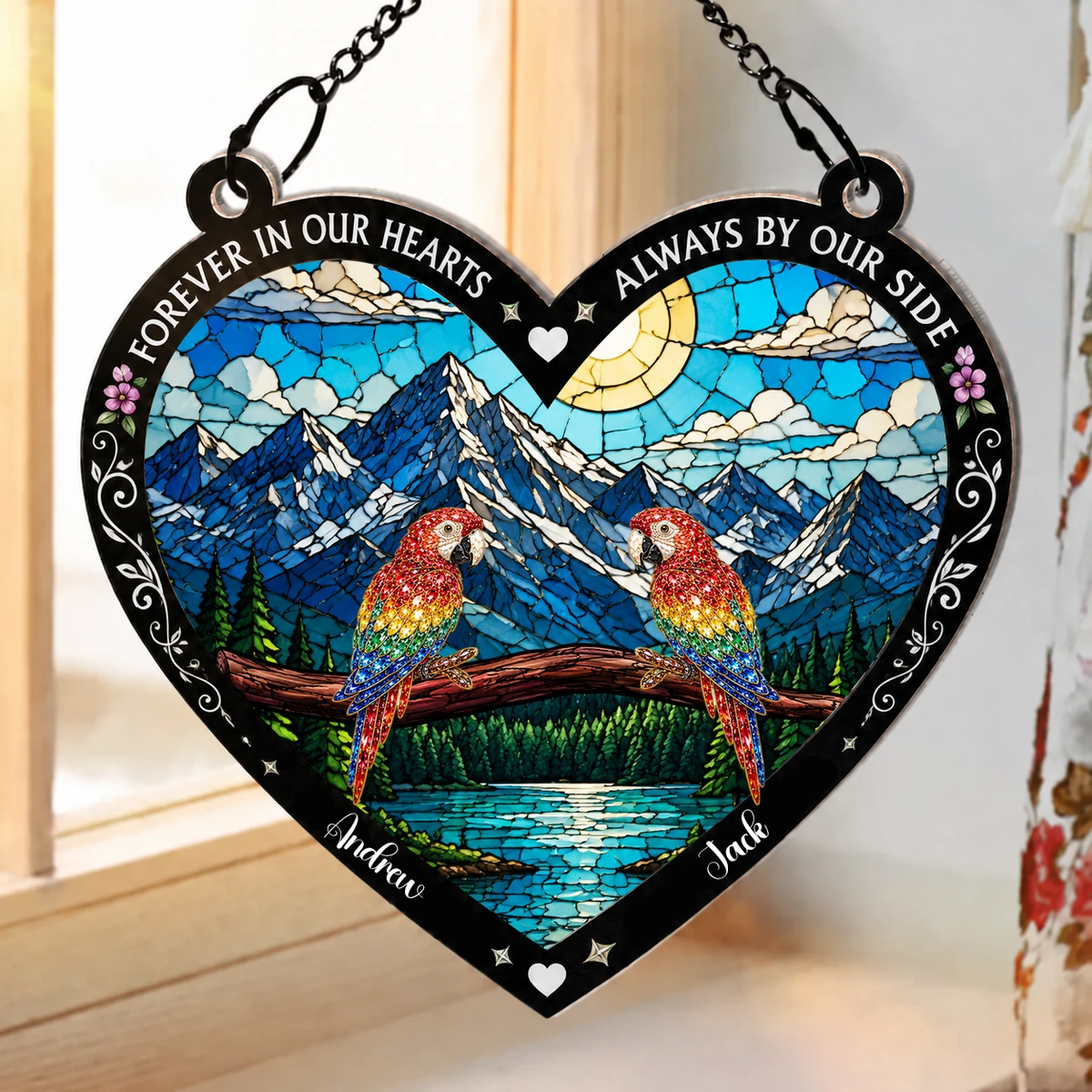 Those We Love Don't Go Away Memorial - Personalized Window Hanging Suncatcher Ornament