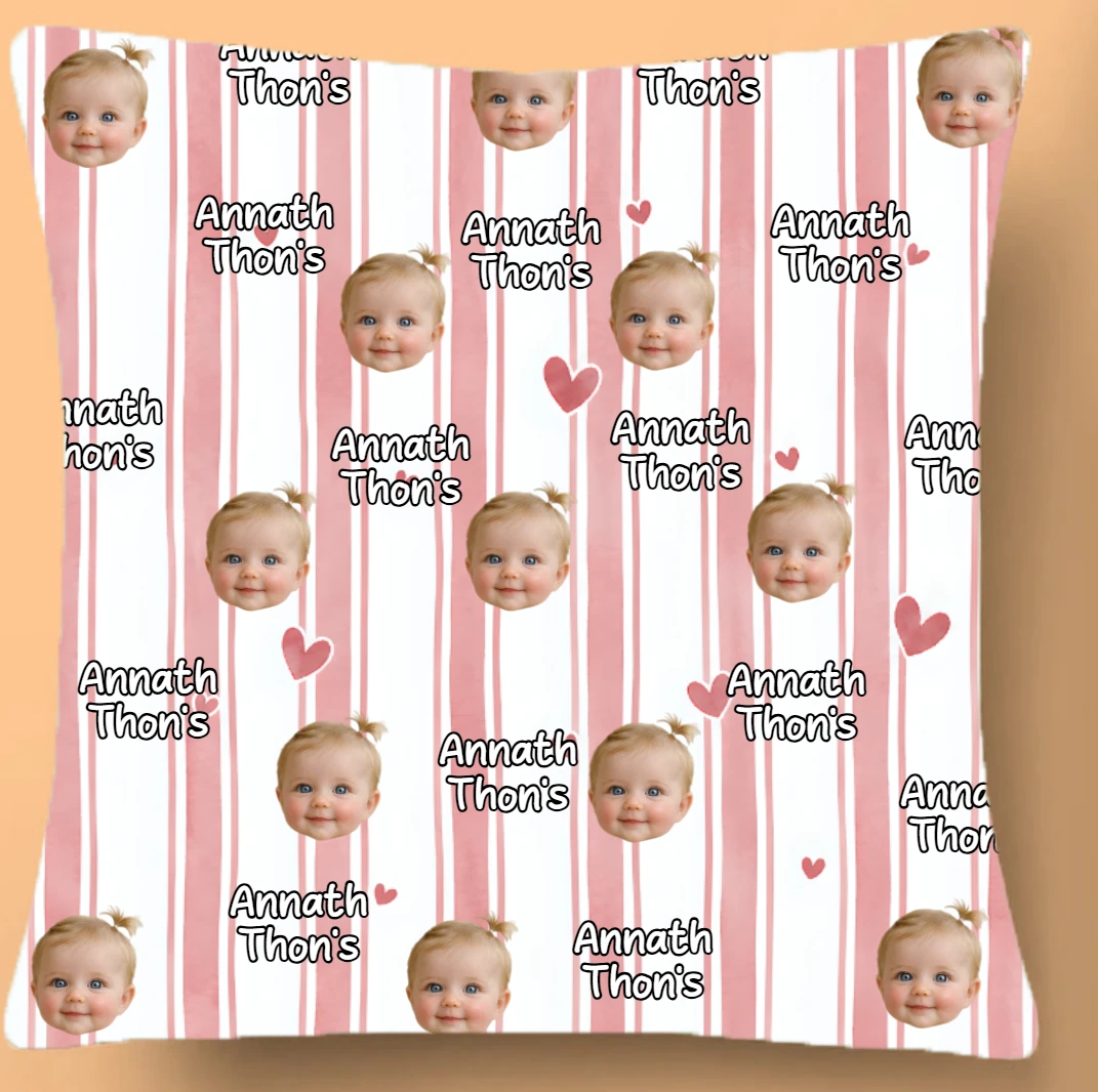 Custom Baby Face Pillow – Personalized Dad & Mom Photo Full Pillow, Gift For Parents