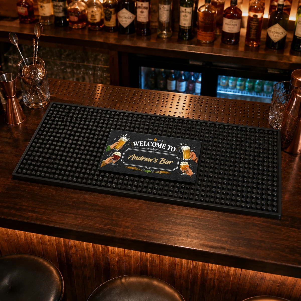 Good Friends Good Drinks Great Times - Personalized Bar Mat