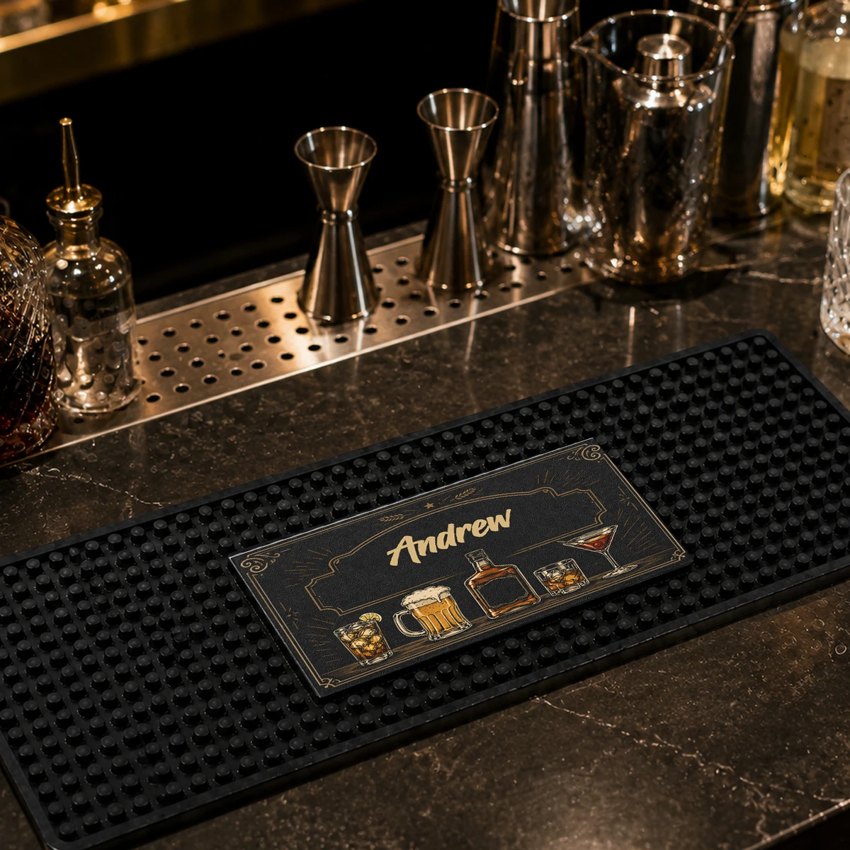 Good Friends Good Drinks Great Times - Personalized Bar Mat