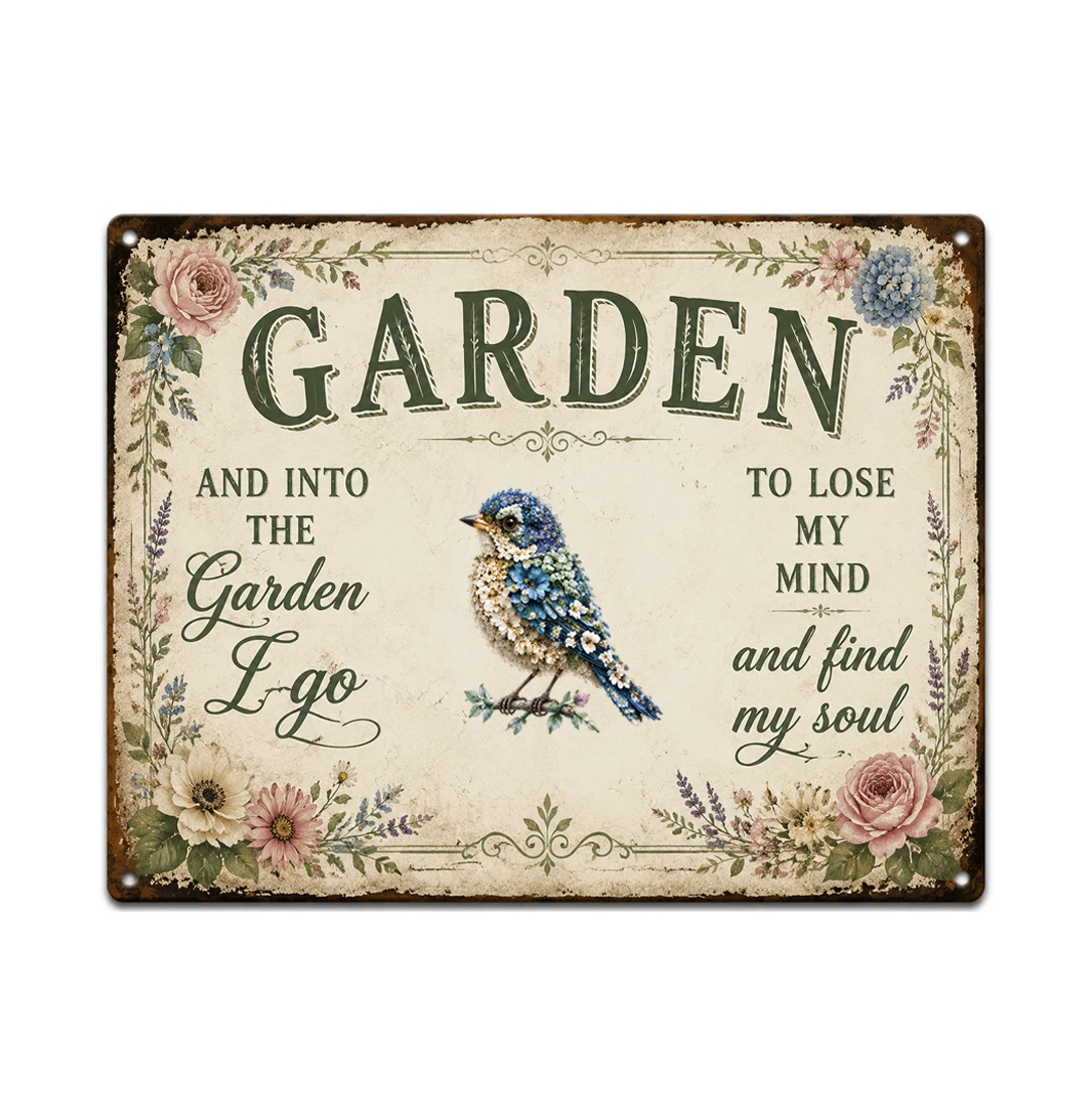 Wander Prints Gift For Gardening Lovers - Hummingbird Rustic Metal Signs - Yard Decor, Birthday, Housewarming Gift AZCS