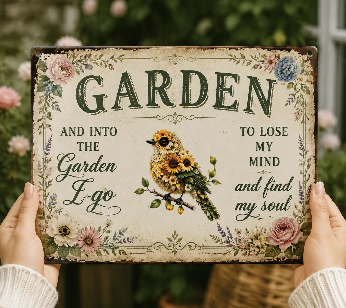 Wander Prints Gift For Gardening Lovers - Hummingbird Rustic Metal Signs - Yard Decor, Birthday, Housewarming Gift AZCS