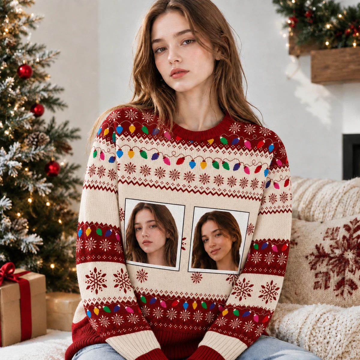 Personalized Christmas Sweatshirt - Upload Your Face