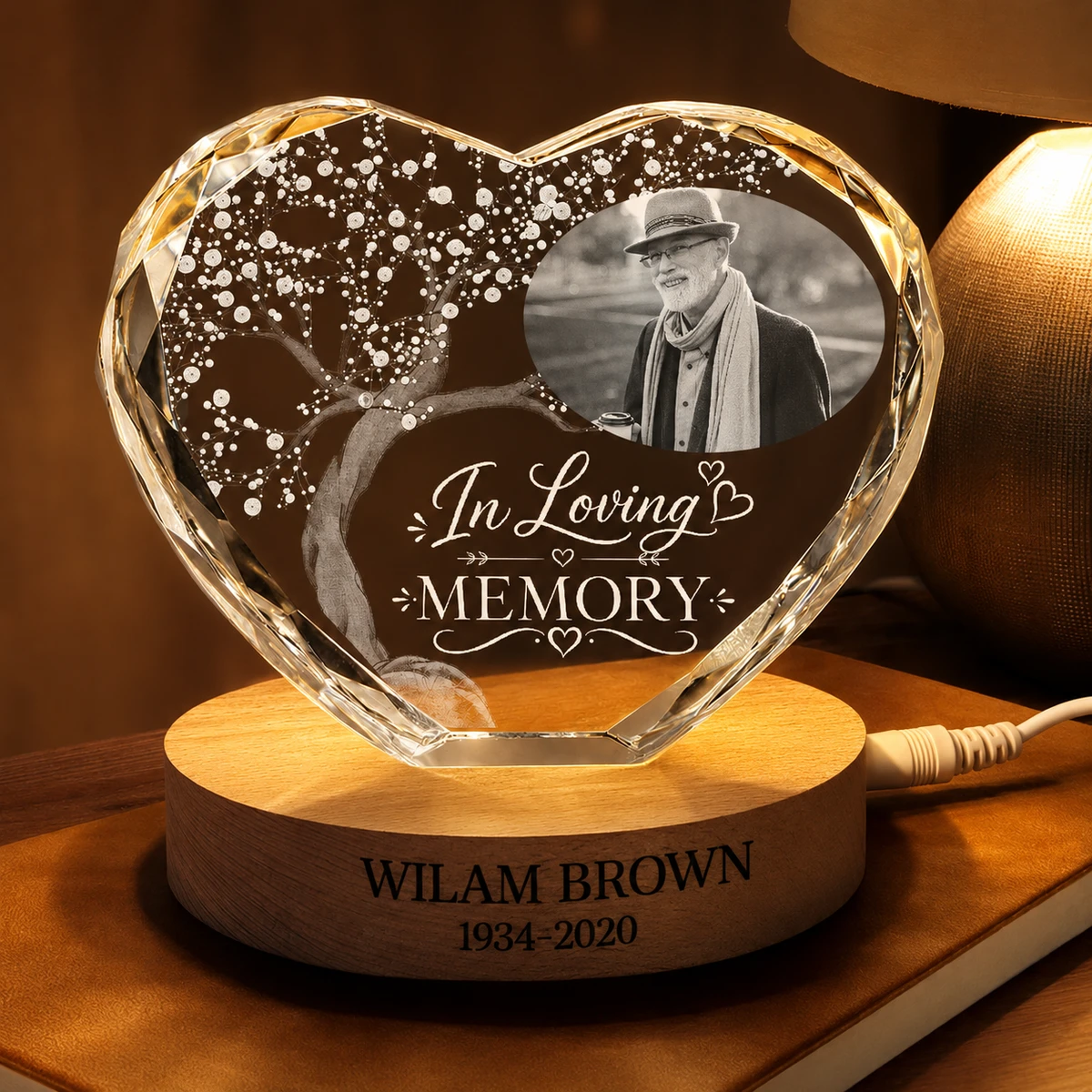 Custom Photo When You Miss Me Have No Fear Memorial - Personalized Crystal Heart Shaped Lamp