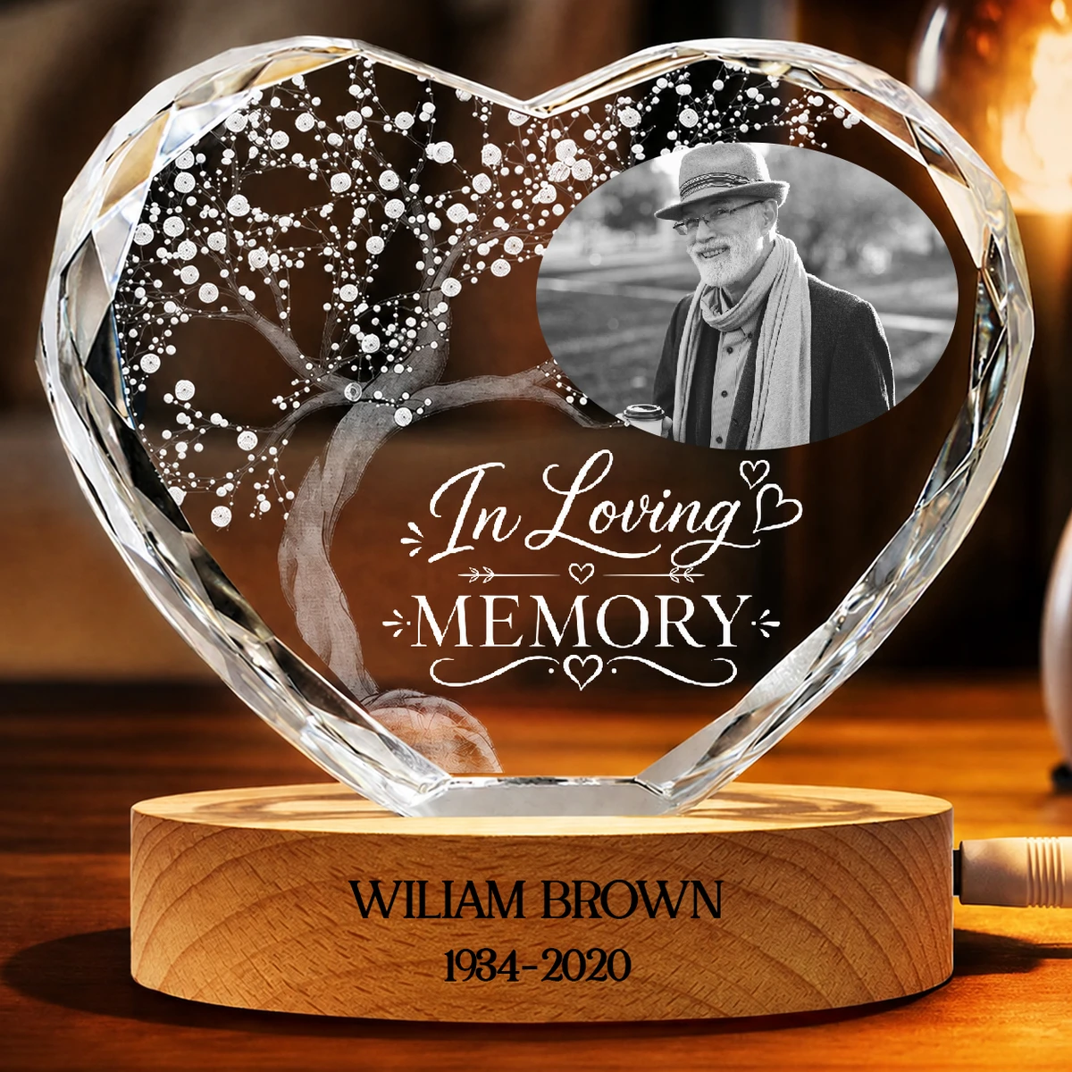 Custom Photo When You Miss Me Have No Fear Memorial - Personalized Crystal Heart Shaped Lamp