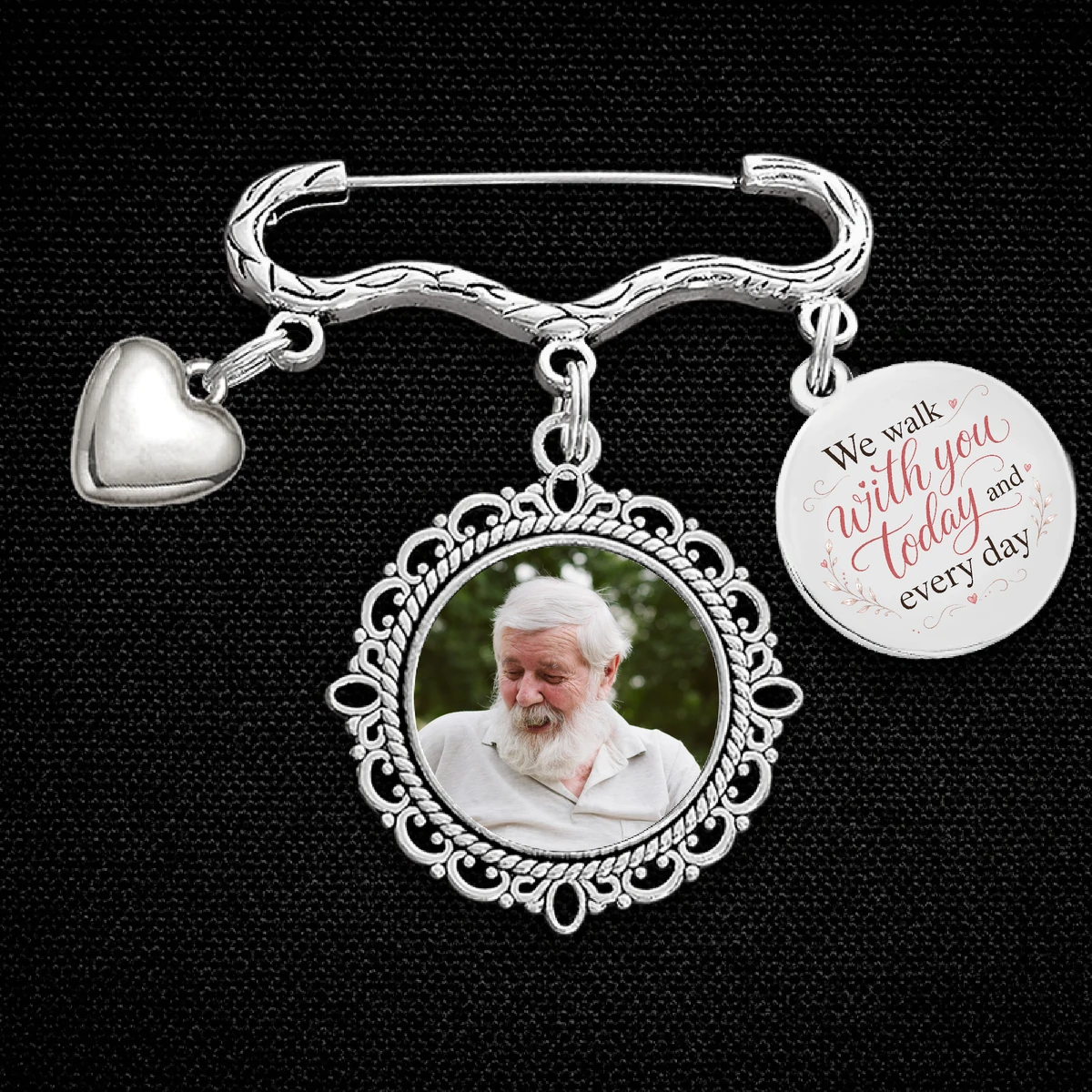 Custom Photo Wedding Walking Beside You Memorial - Personalized Lapel Pin