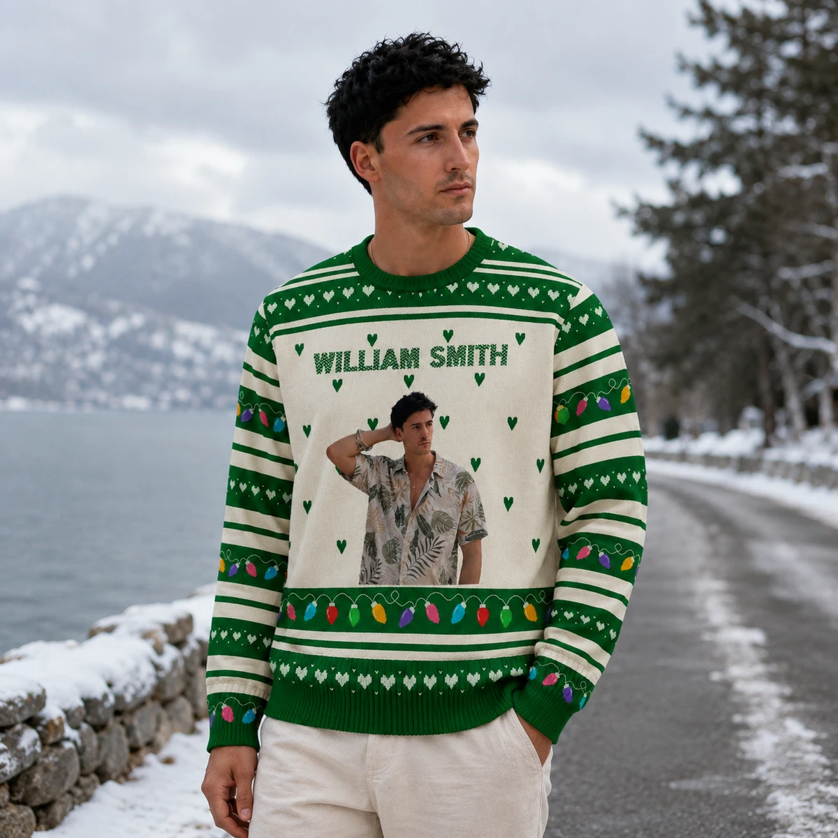 Personalized Christmas Ugly Sweater - Custom Portrait and Name Christmas Sweater