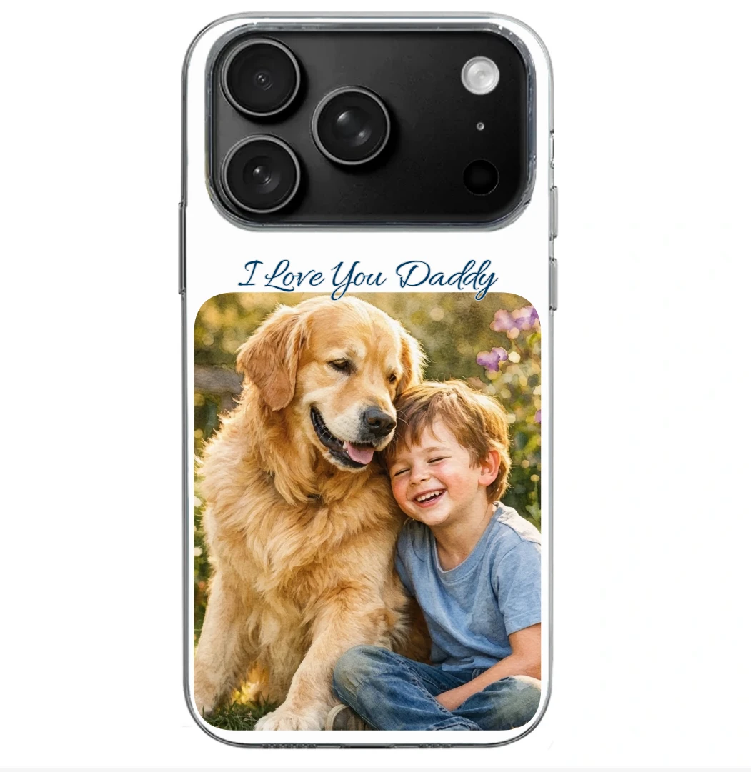 Custom Photo Watercolor Painting I Love You Daddy Grandpa Pet Dad - Personalized Clear Phone Case