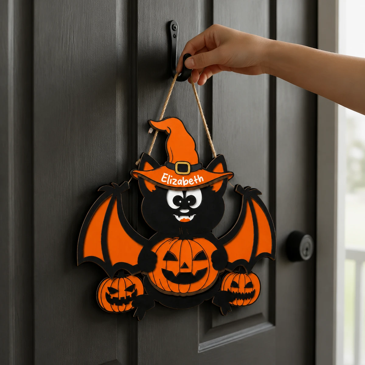 Custom Halloween Family House Sign, Personalized Spooky Home Door Decor, Haunted Mansion Pumpkin Plaque, Family Friend Gift Idea