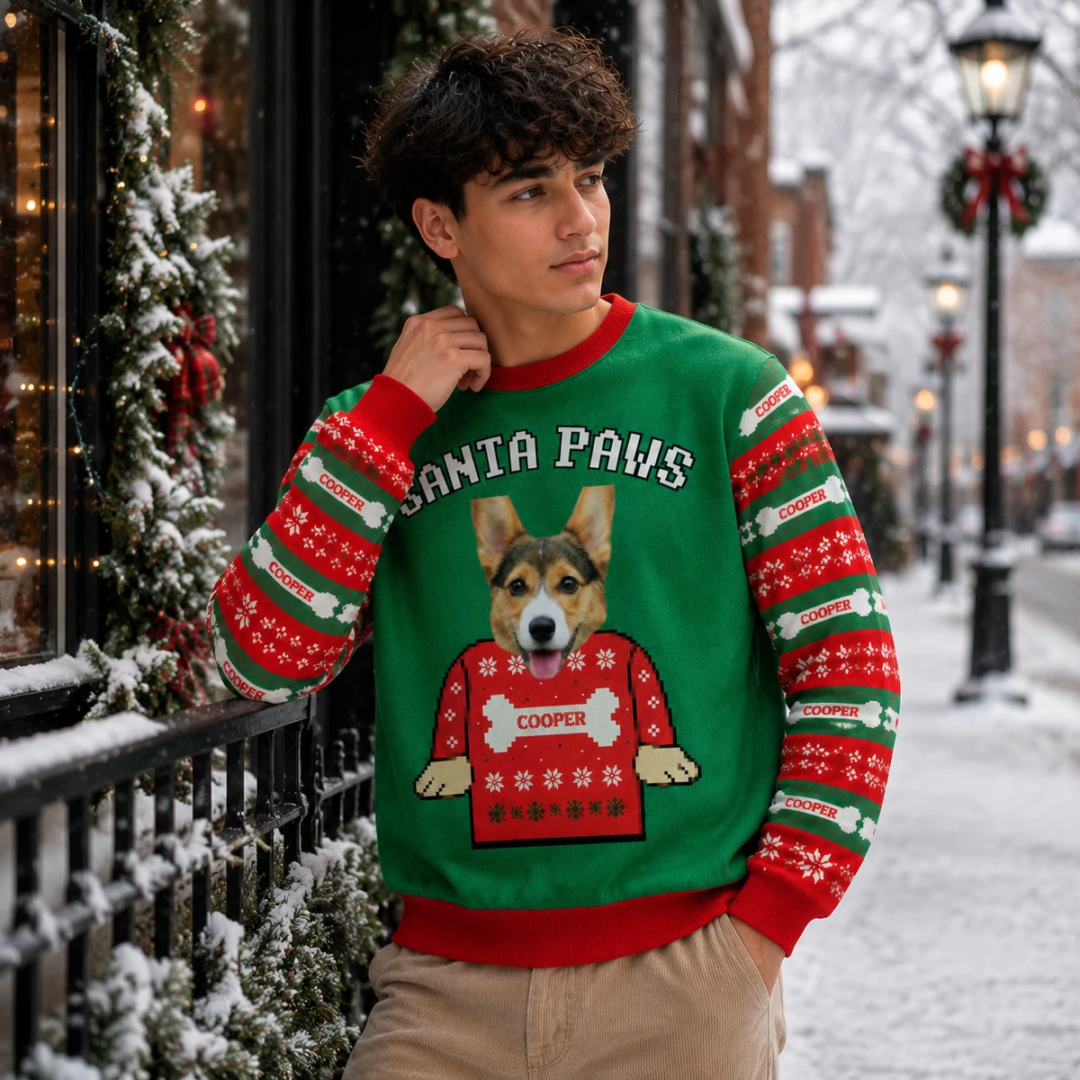 Santa Paws Dog Sweatshirt  - Personalized Custom Pet Face Christmas Sweatshirt