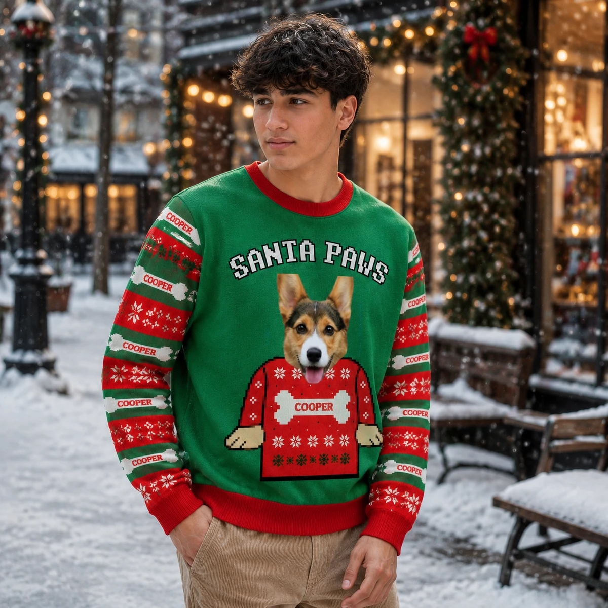 Santa Paws Dog Sweatshirt  - Personalized Custom Pet Face Christmas Sweatshirt