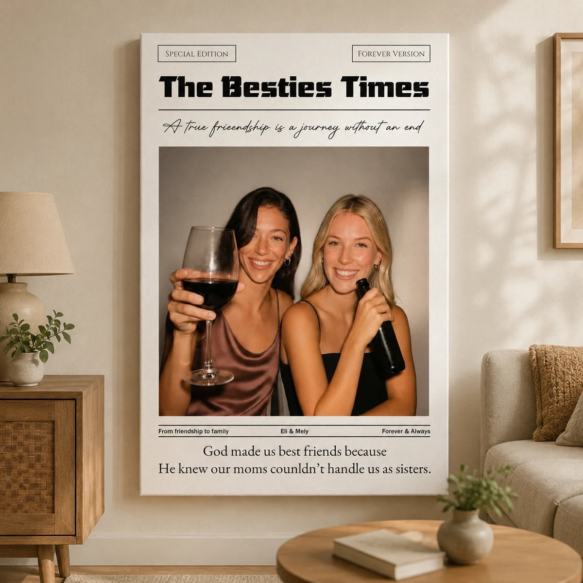 Newspaper The BFF Times - Upload Best Friend, Bestie Photo - Personalized Photo Poster/Canvas - Gift For Friend