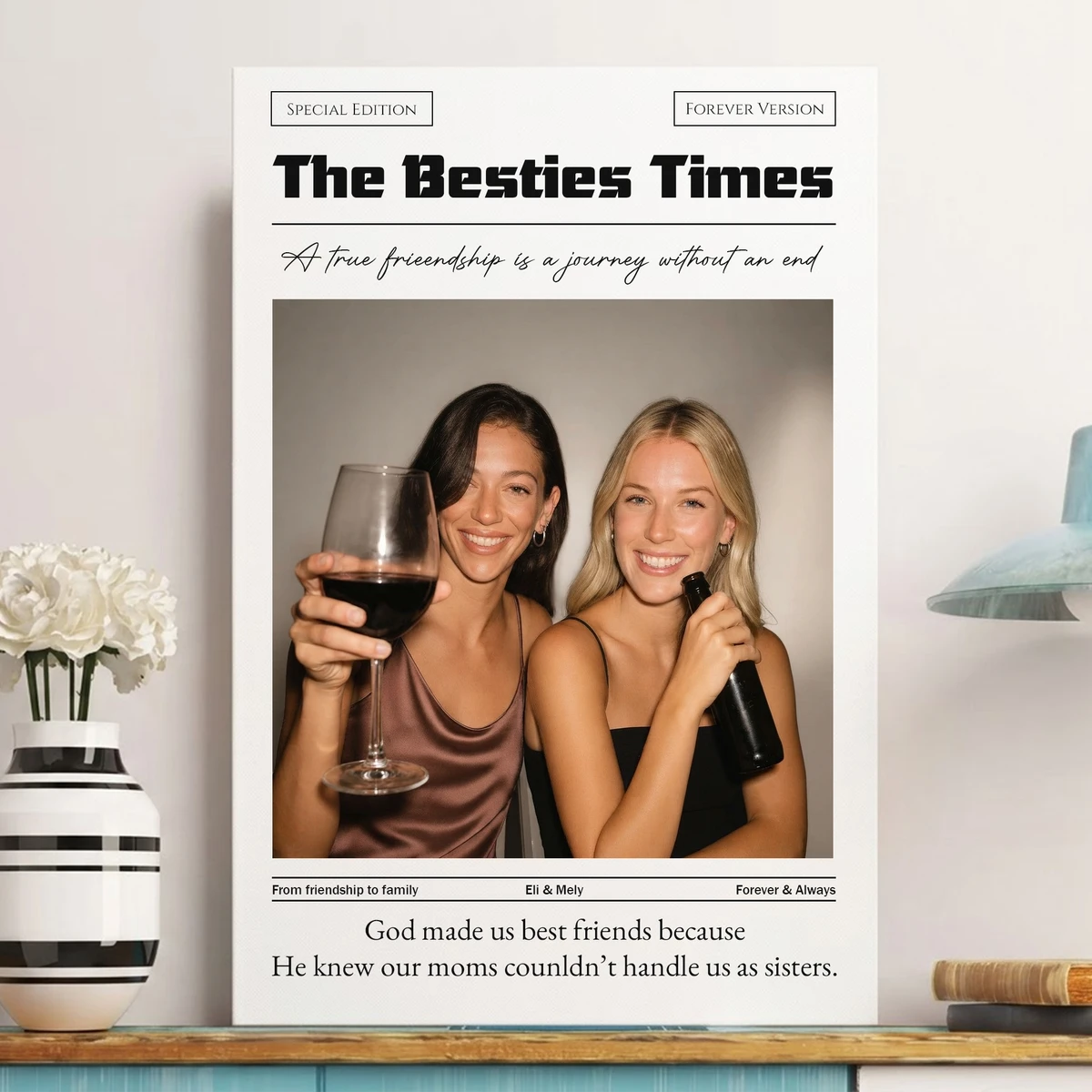 Newspaper The BFF Times - Upload Best Friend, Bestie Photo - Personalized Photo Poster/Canvas - Gift For Friend