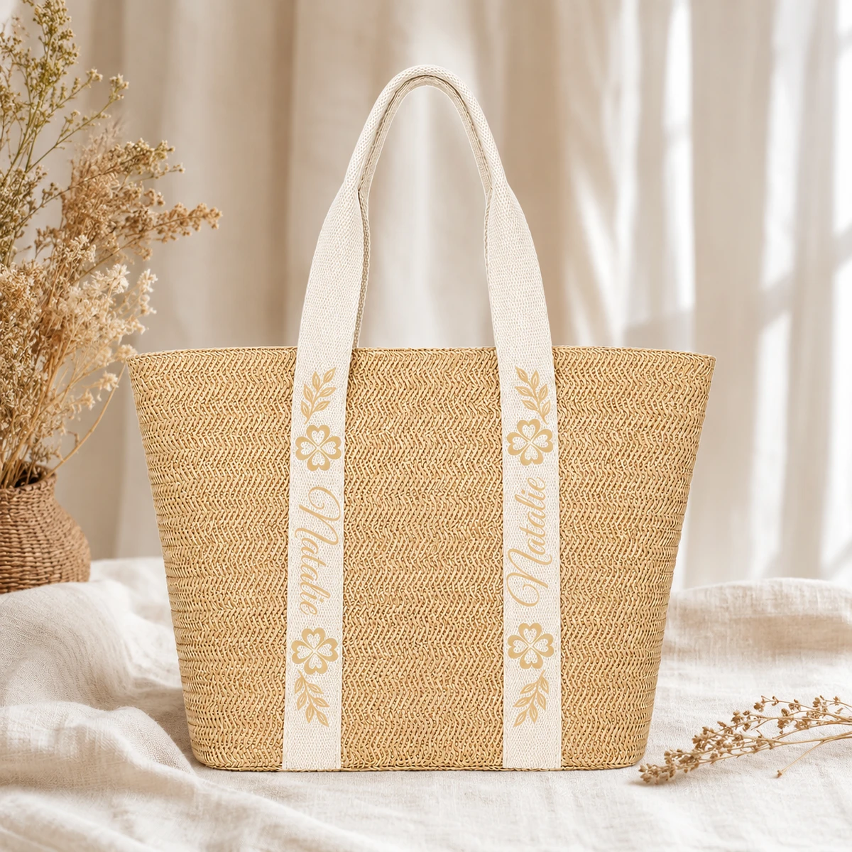 Colorful Name Summer Style - Personalized Straw Bag
