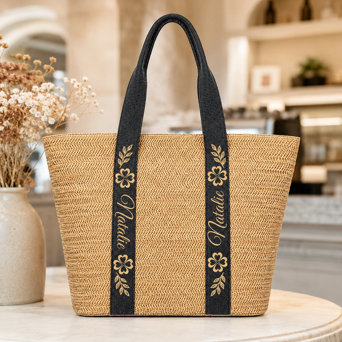Colorful Name Summer Style - Personalized Straw Bag