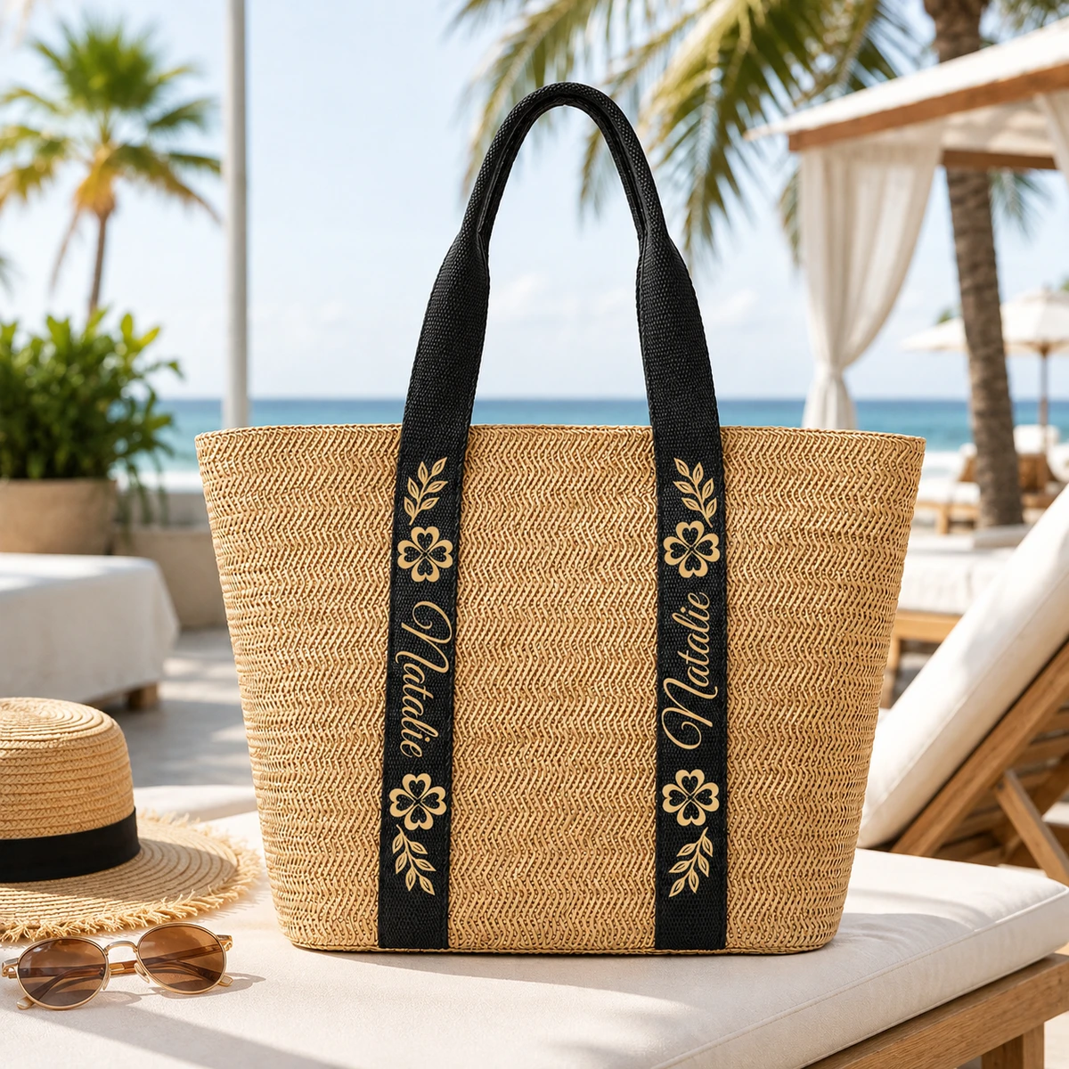 Colorful Name Summer Style - Personalized Straw Bag