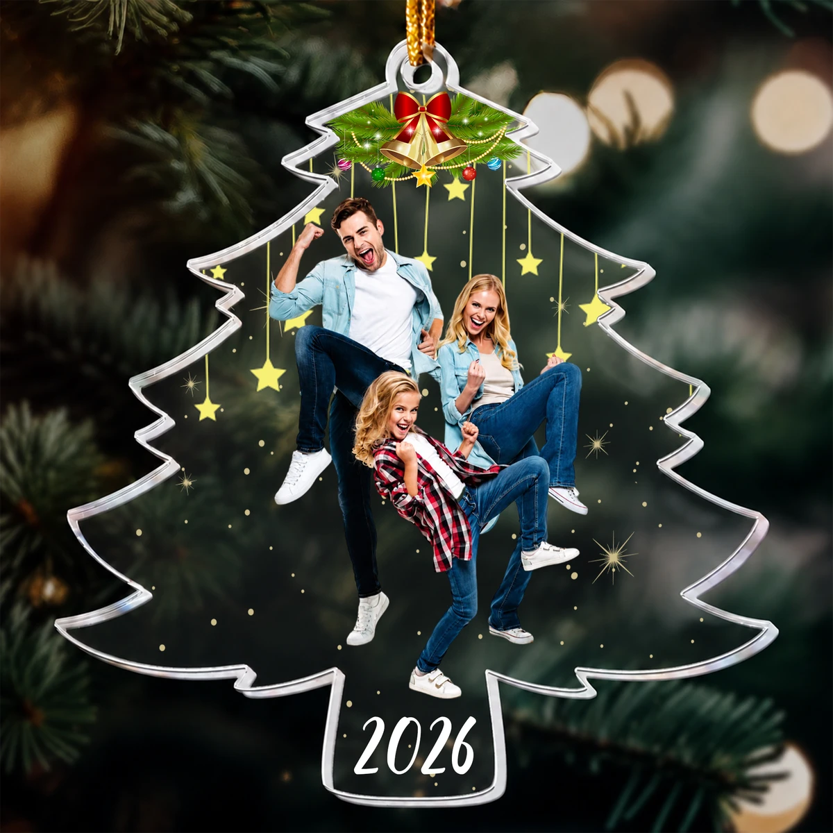Custom Photo On Christmas Tree - Personalized Acrylic Photo Ornament