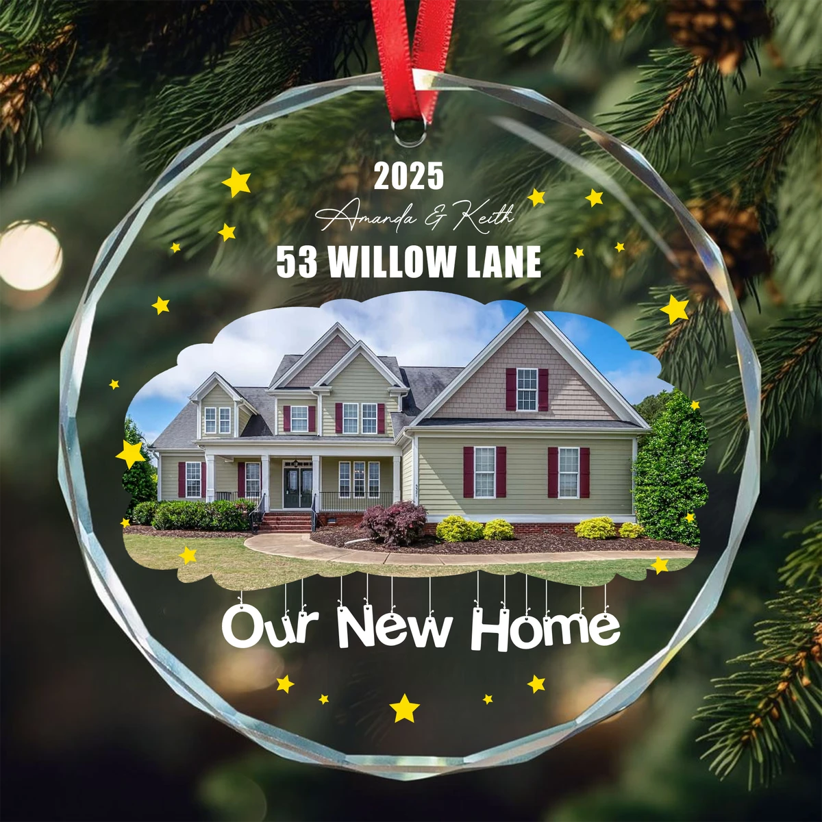 First Christmas At New Home - Personalized Glass Photo Ornament