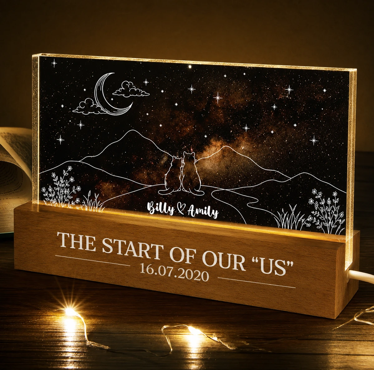 Star Map The Start Of Our Us Couple - Personalized Rectangle LED Light