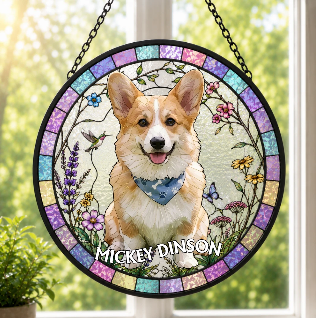 Custom Photo Stained Glass Portrait  Family - Personalized Stained Glass Window Hanging Suncatcher