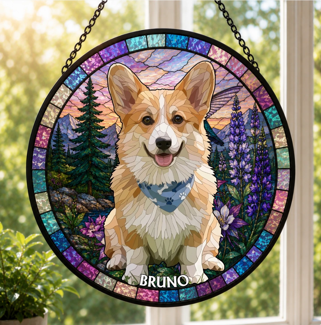 Custom Photo Stained Glass Portrait  Family - Personalized Stained Glass Window Hanging Suncatcher