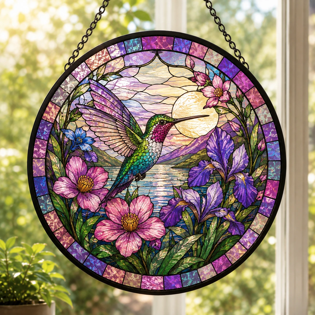 Custom Photo Portrait Family - Personalized Stained Glass Window Hanging Suncatcher