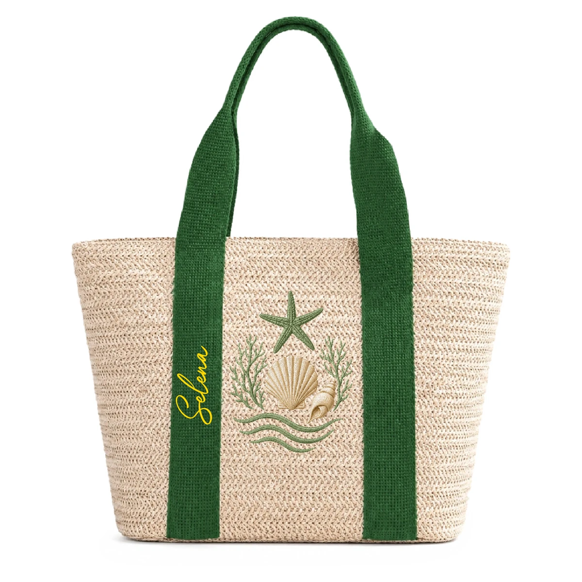 Colorful Name In Style - Personalized Straw Beach Bag