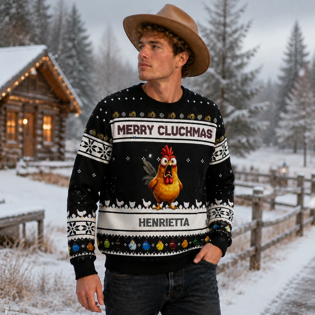 Personalized Custom Chicken Christmas Sweatshirt - Choose Chicken Type Custom Name