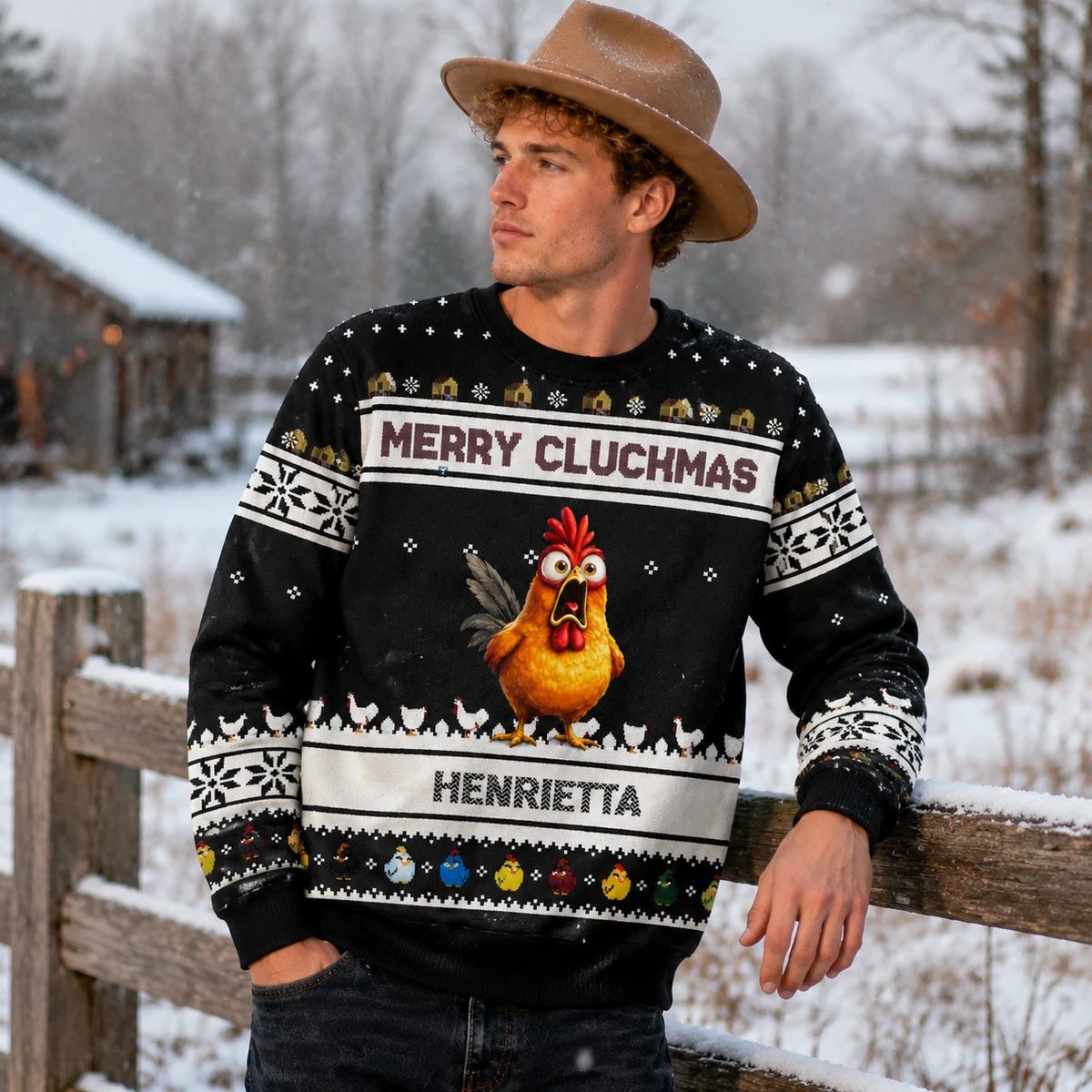 Personalized Custom Chicken Christmas Sweatshirt - Choose Chicken Type Custom Name