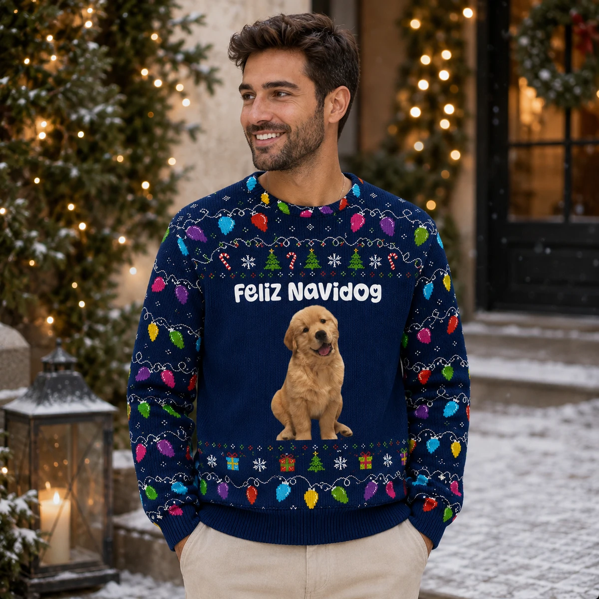 Custom Pet Portrait Christmas Ugly Sweater Personalized Animal Lover Gift