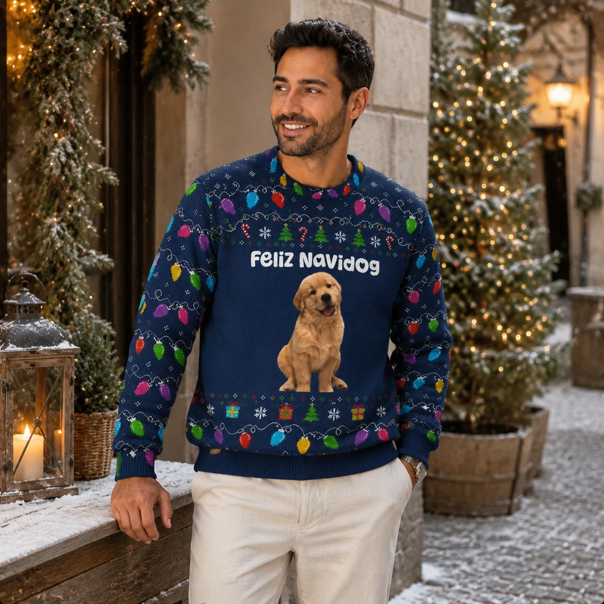 Custom Pet Portrait Christmas Ugly Sweater Personalized Animal Lover Gift