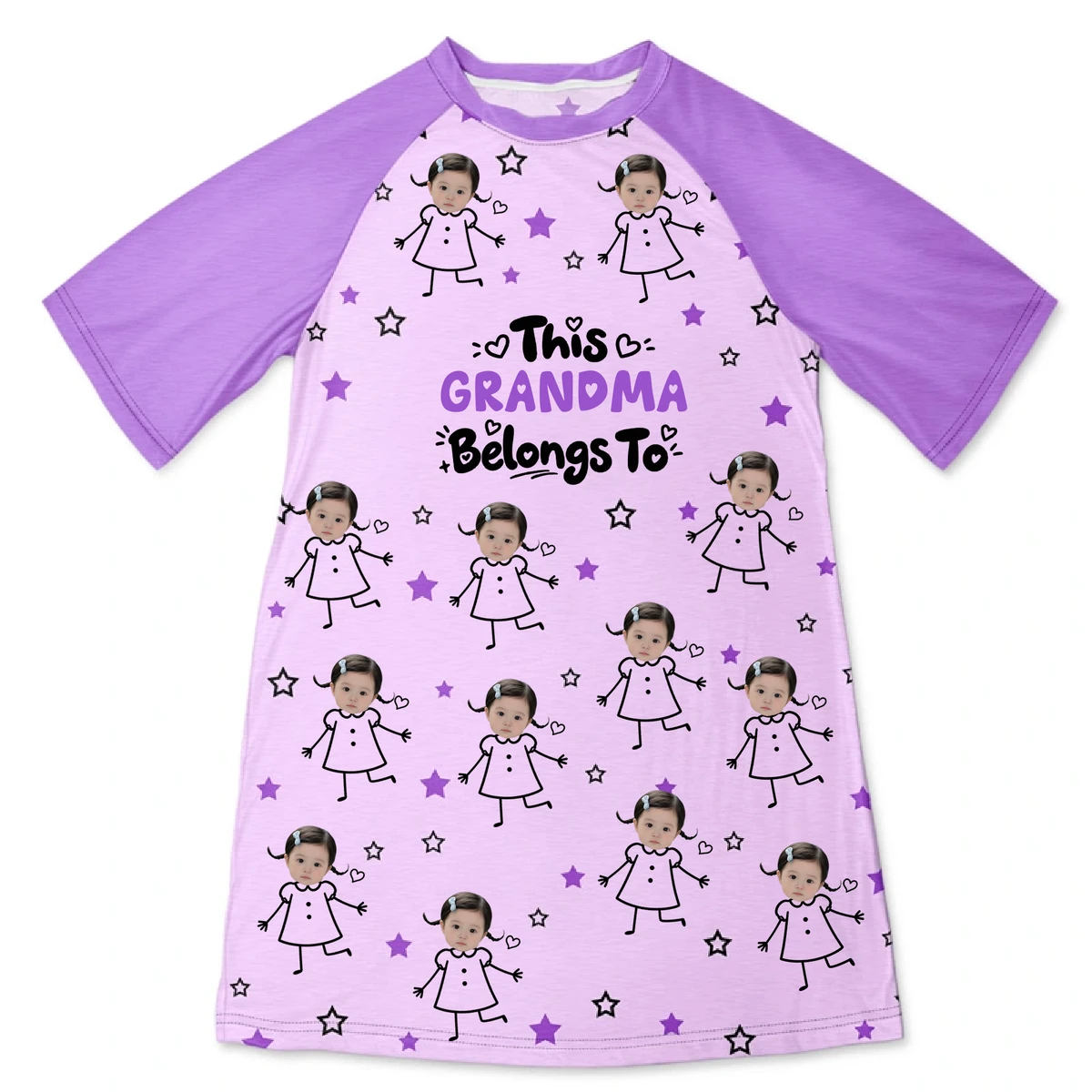 Custom Photo This Grandma Mom Belongs To Kids Pet - Personalized Women's Sleep Tee