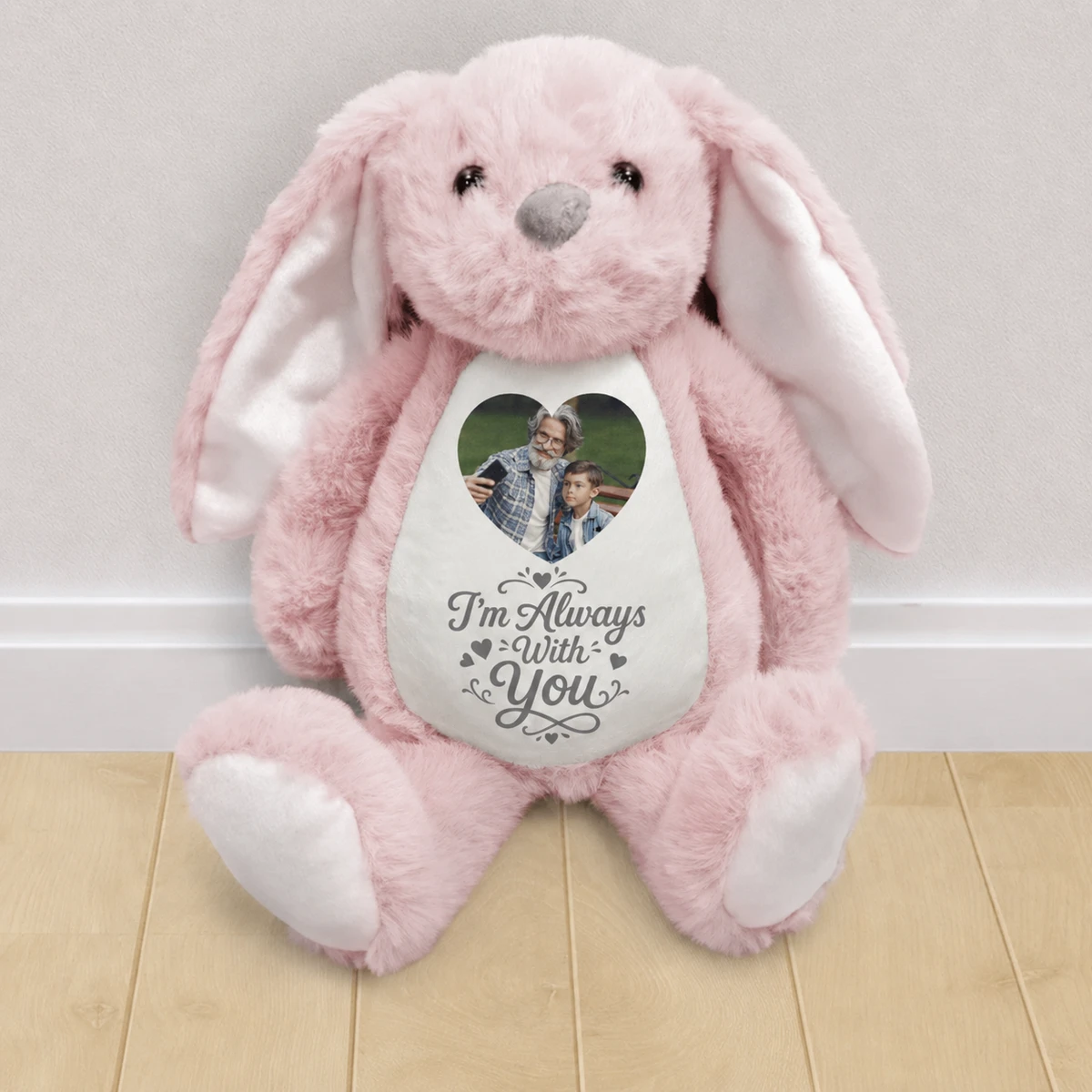 Custom Photo A Cuddle From Heaven Memorial - Personalized Soft Toy Bunny